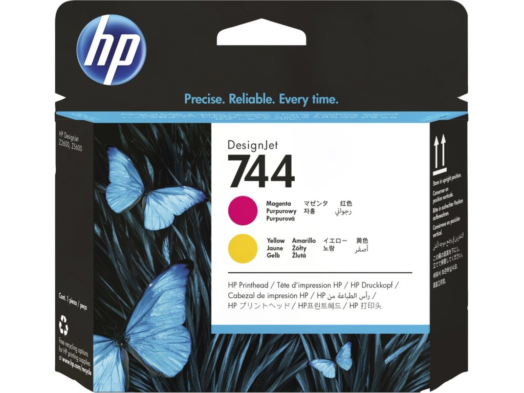 HP 744 Tisková hlava, purpurová a žlutá (F9J87A)