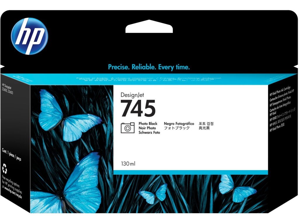 HP 745 inkoustová náplň foto. černá (F9J98A)