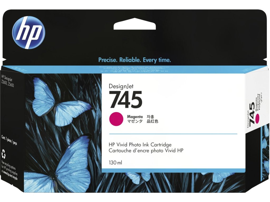 HP 745 inkoustová náplň purpurová (F9J95A)