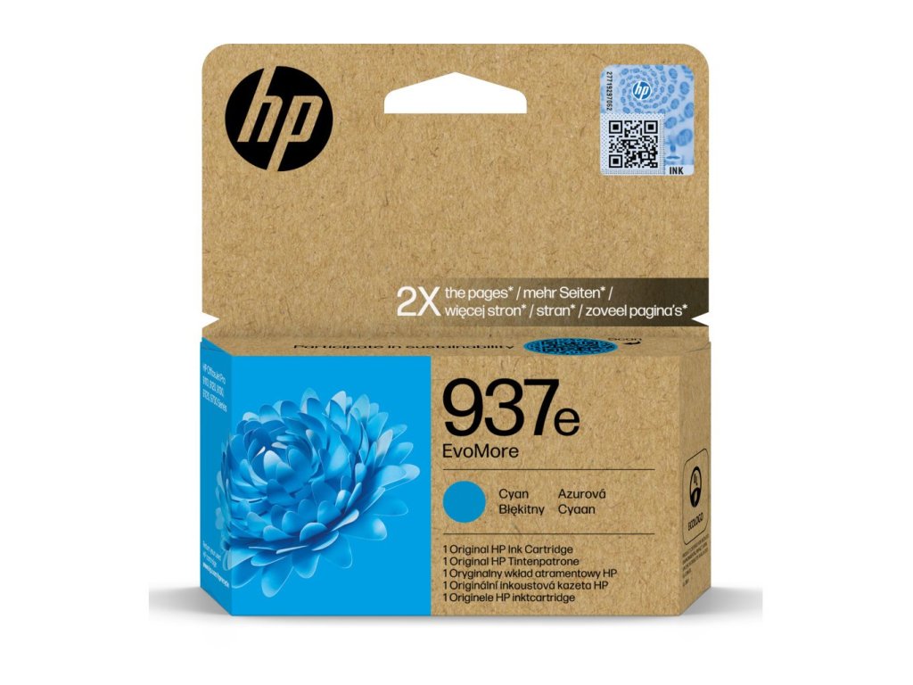 HP 937e inkoustová náplň azurová (4S6W6NE)