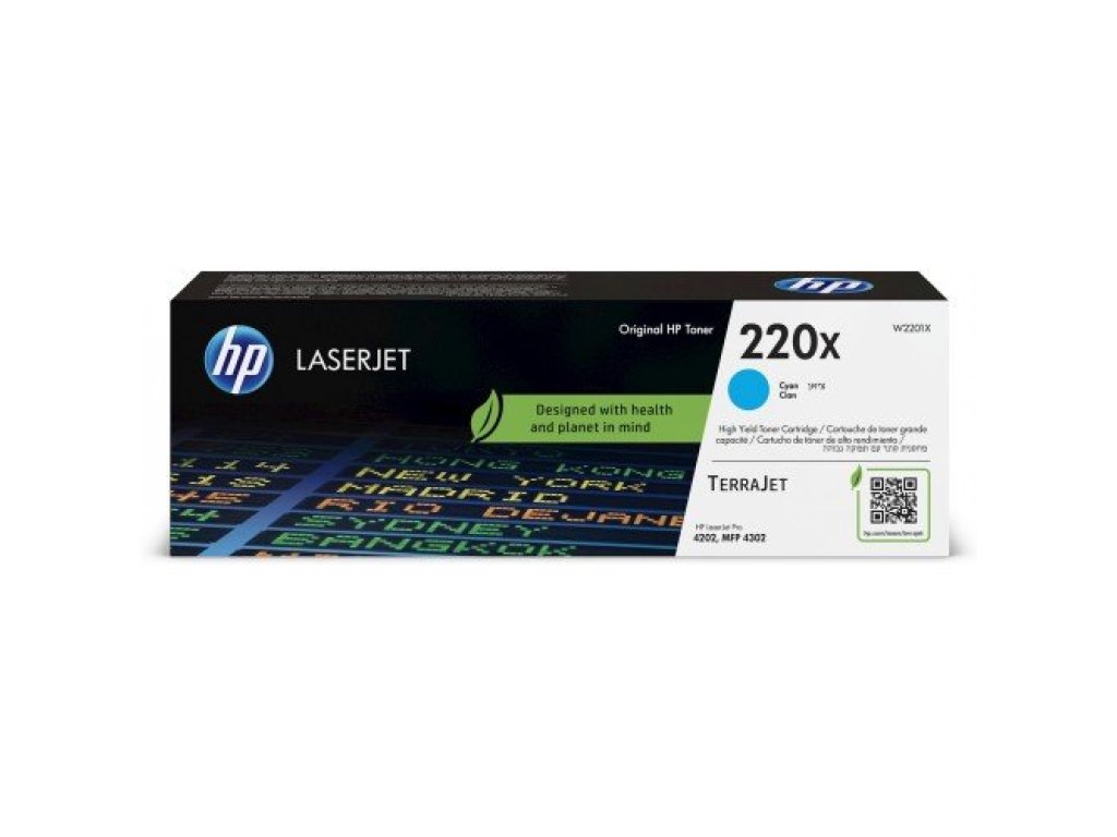 HP toner č. 220X, azurová (W2201X)
