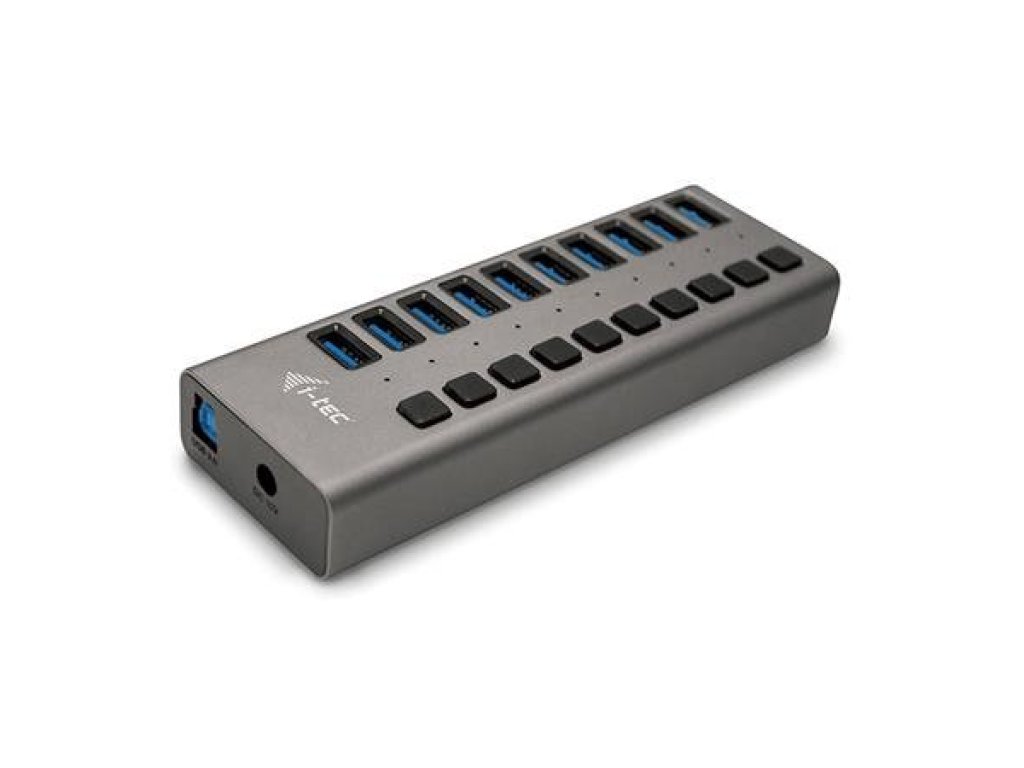 I-TEC USB 3.0 hub napájecí, B-10xA vypínací, F/10xF, s napájením, 1m kabel USB 3.0 A-B M/M(U3CHARGEHUB10)