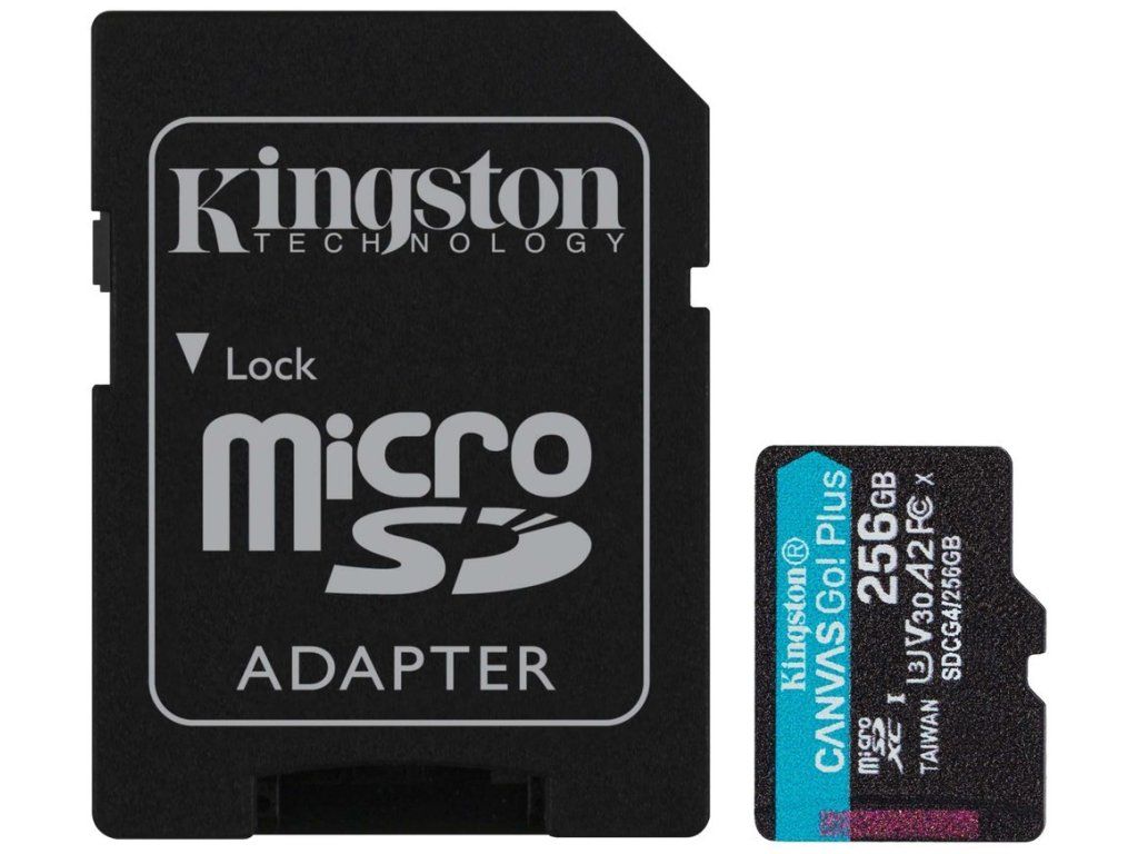 KINGSTON 256GB microSDXC Canvas Go Plus Gen4 200MB/s A2 U3 V30 Card + Adapter (SDCG4/256GB)