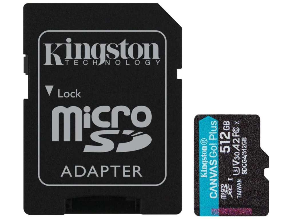 KINGSTON 512GB microSDXC Canvas Go Plus Gen4 200MB/s A2 U3 V30 Card + Adapter (SDCG4/512GB)