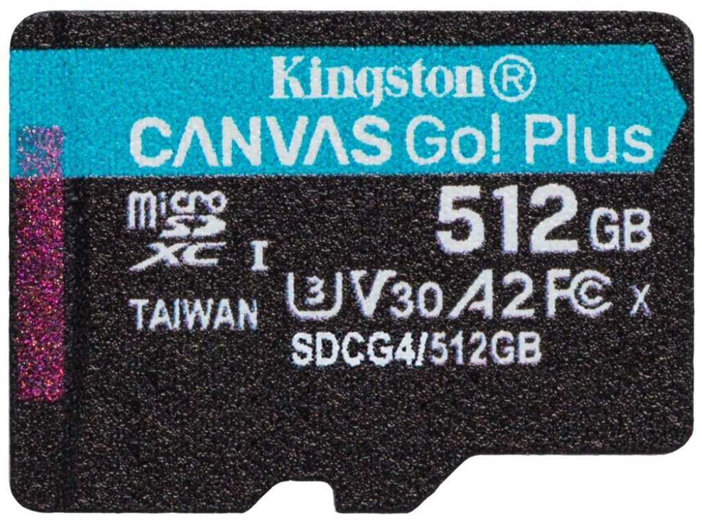 KINGSTON 512GB microSDXC Canvas Go Plus Gen4 200MB/s A2 U3 V30 Card bez adaptéru (SDCG4/512GBSP)