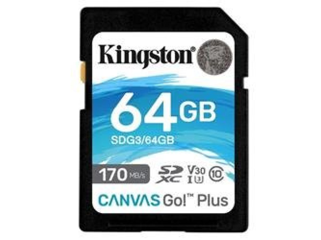KINGSTON 64GB SDXC Canvas Go Plus 170R/90W CL10 U3 V30 (SDG3/64GB)