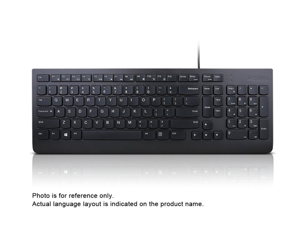 LENOVO Essential Wired Keyboard - drátová, USB, černá, DE/německá (4Y41C68656)