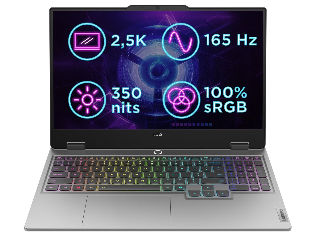 LENOVO LOQ 15IRX10 - 15,6" 2560x1440 QHD, i7-13650HX, 32GB RAM, 1TB SSD, GeForce RTX 5070, bez OS, šedý (83JE0098CK)
