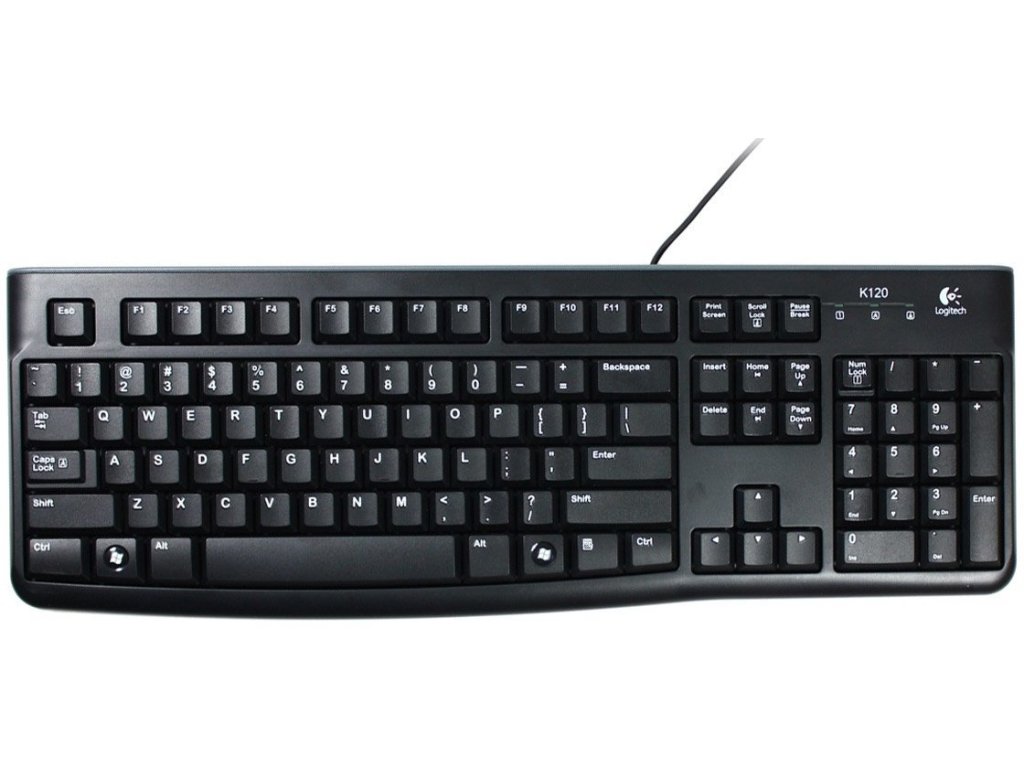 LOGITECH Corded Keyboard K120 - drátová, USB, černá, US (920-002479)