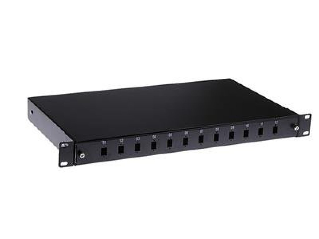 MASTERLAN optická vana 12x SC Simplex, patch panel vc. kazety, 1U, 19", černá (ODF12SCSB)