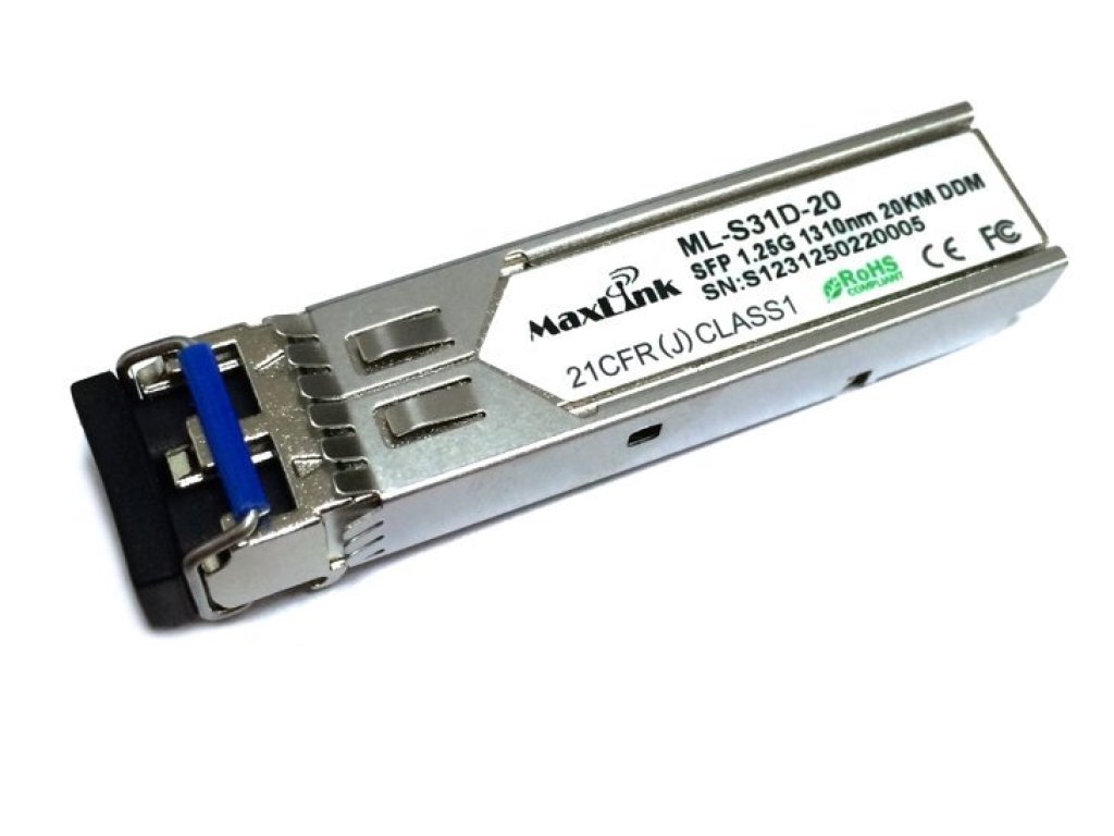 MAXLINK 1.25G SFP optický modul, SM, 1310nm, 20km, 2x LC konektor, DDM, Cisco compatible (ML-S31D-20)