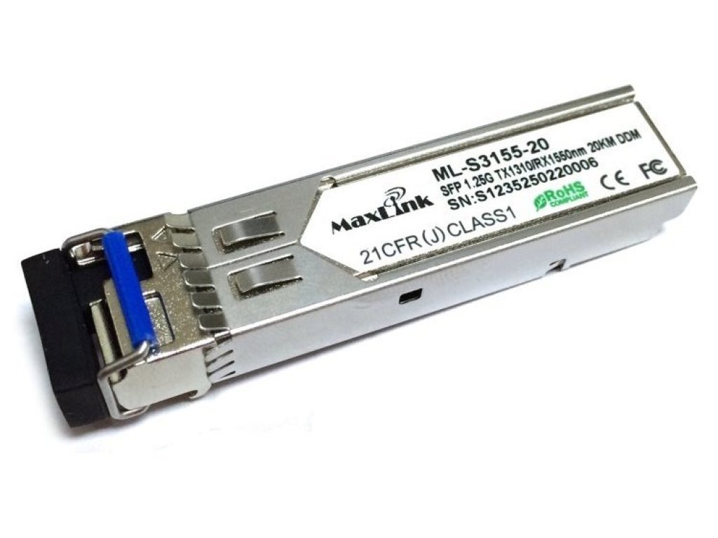 MAXLINK 1.25G SFP optický modul, WDM(BiDi), SM, Tx 1310/Rx1550nm, 3km, 1x LC konektor, DDM (ML-S3155-3)