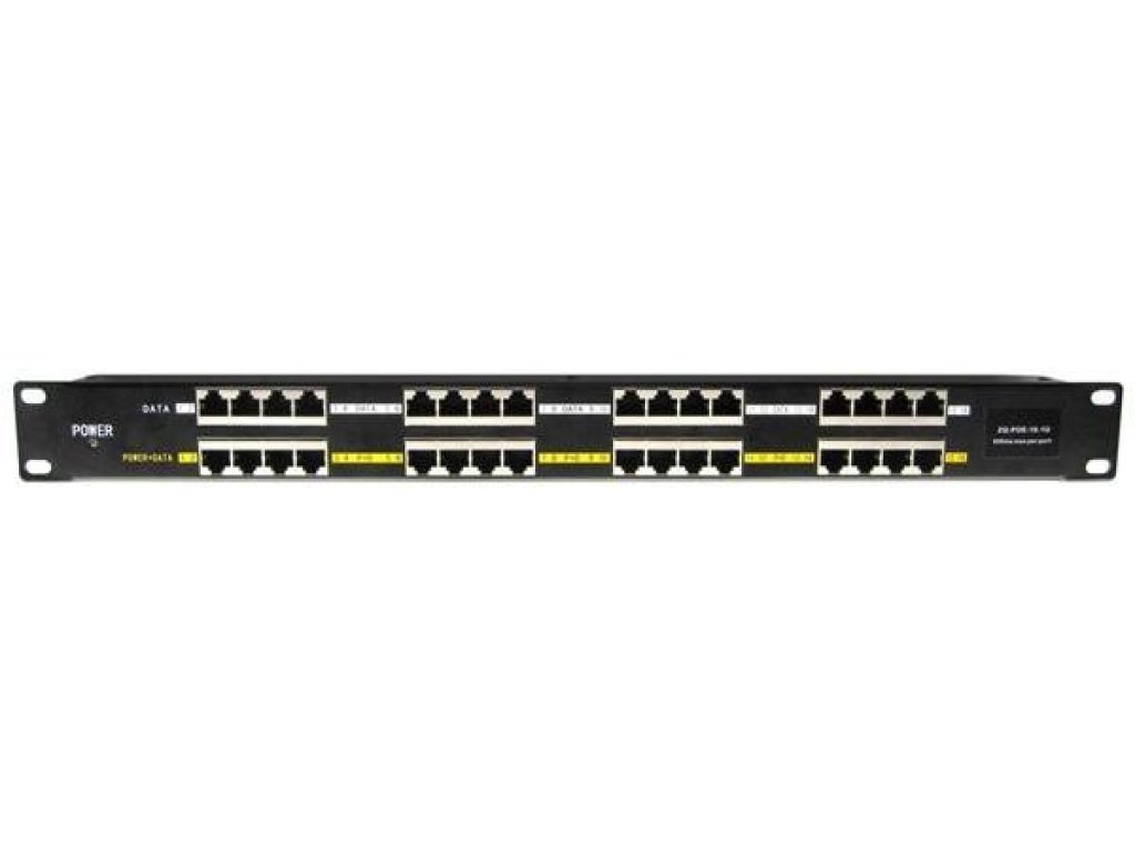 MaxLink Gigabit POE panel 16 portů, 1U pro rack 19", stíněný