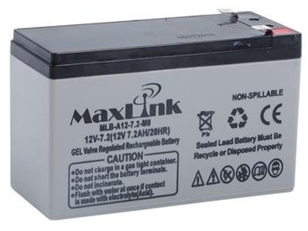 MAXLINK olovená baterie AGM 12V 7,2Ah, Faston 6,3mm (MLB-A12-7,2)