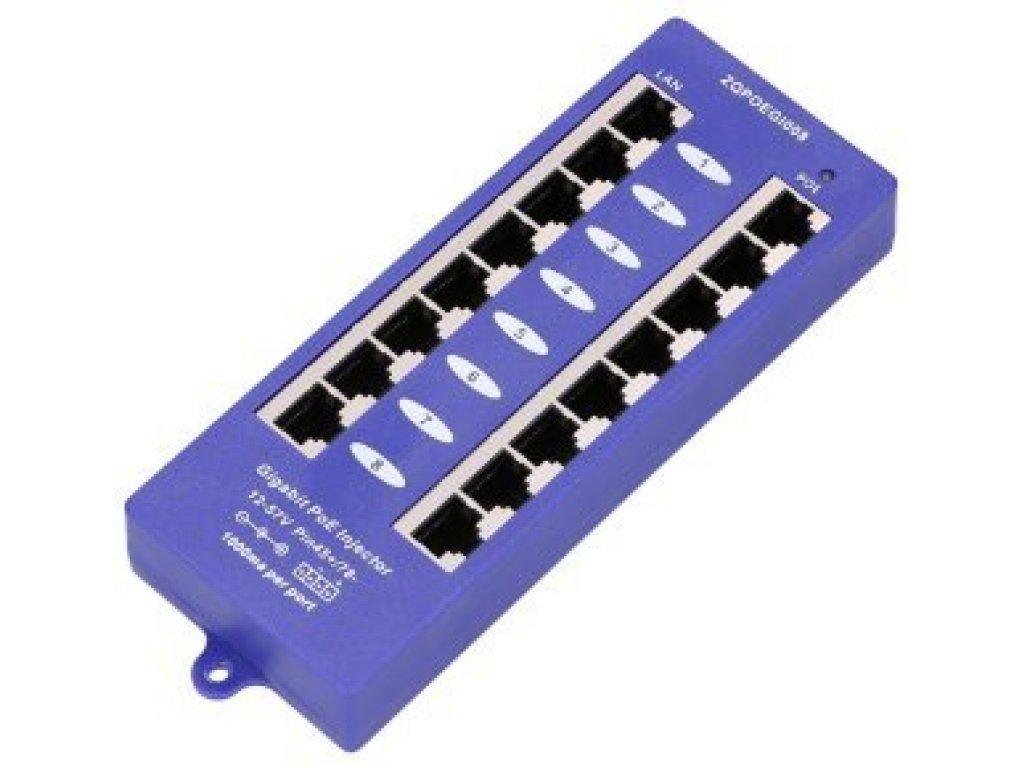 MAXLINK pasivní Gigabitový POE panel, 8 portu (POE-BOX8-G)
