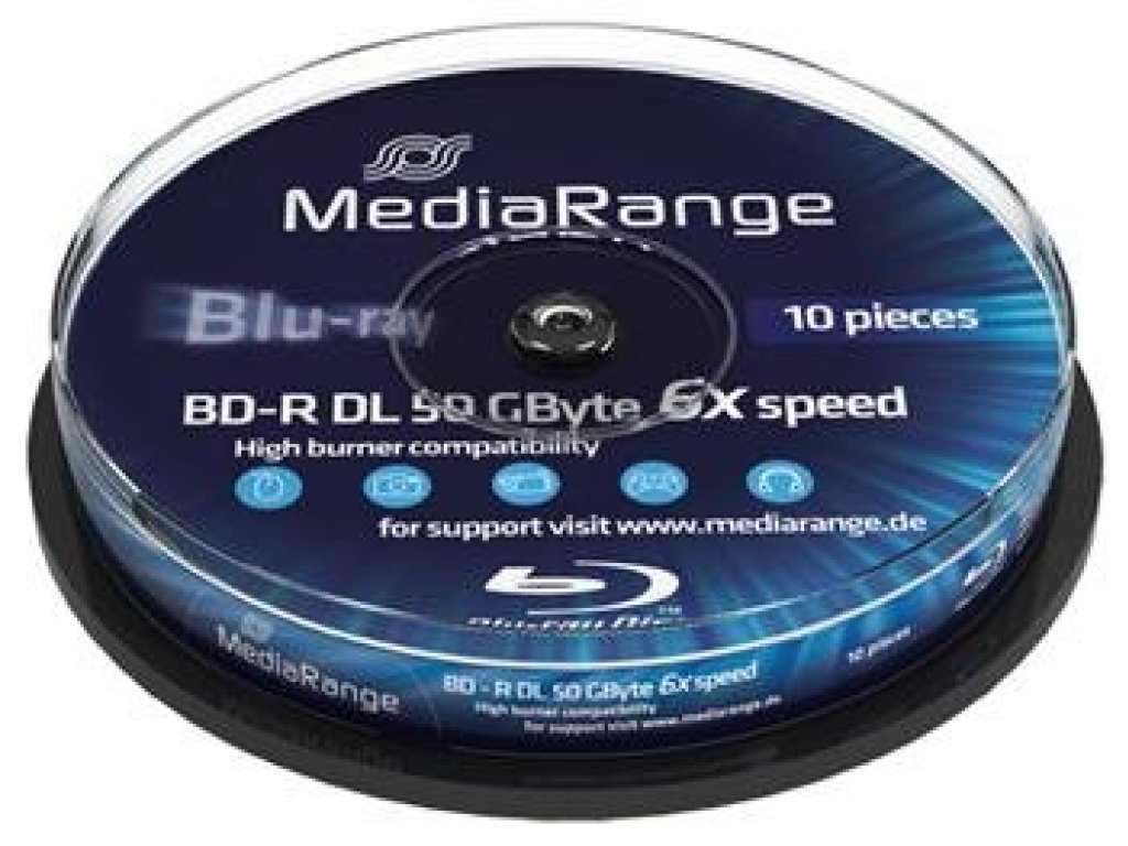 MEDIARANGE BD-R BLU-RAY 50GB 6x DoubleLayer spindl 10pck/bal (MR507)