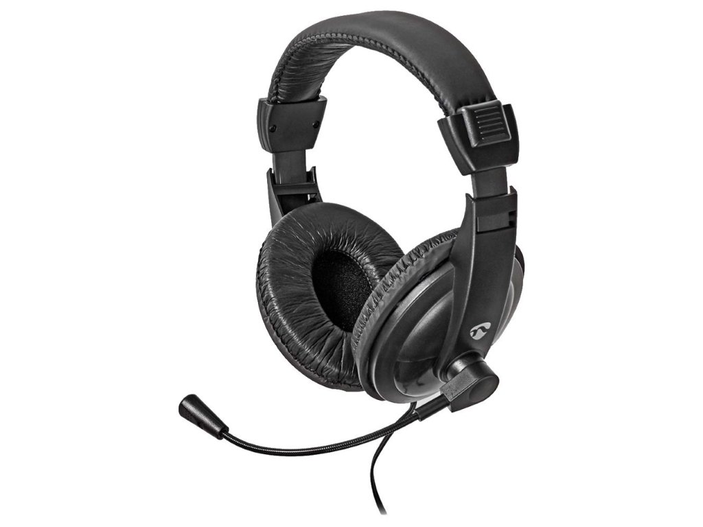 NEDIS headset CHST210BK drátová sluchátka + mikrofon - 1x 3.5 mm jack, 2x 3.5 mm jack, kabel 1,8 m, černý (CHST210BK)