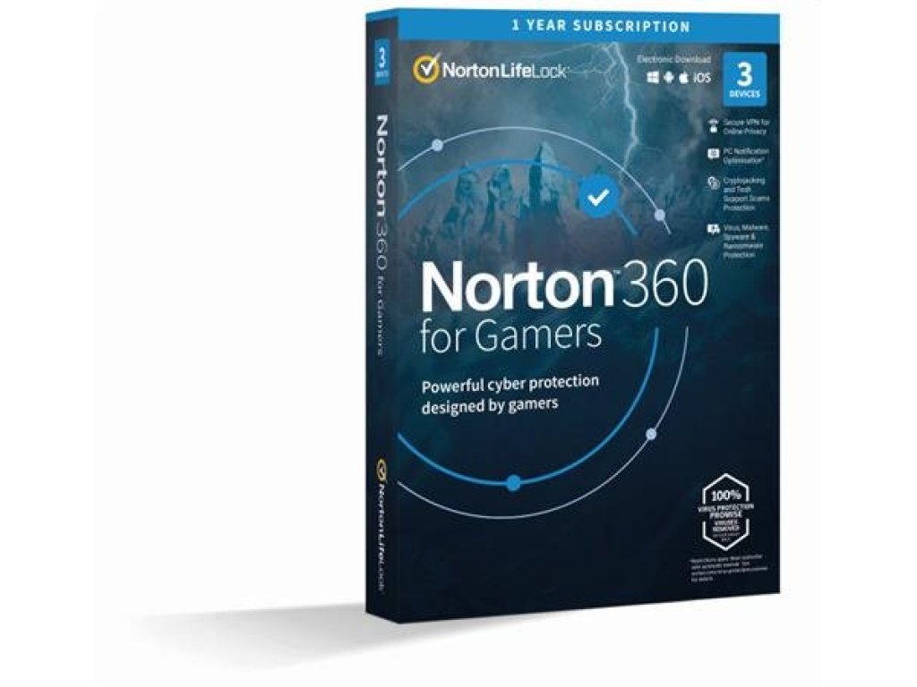 NORTON 360 FOR GAMERS 50GB CZ 1 USER 3 zařízení na 12 měsíců ESD
