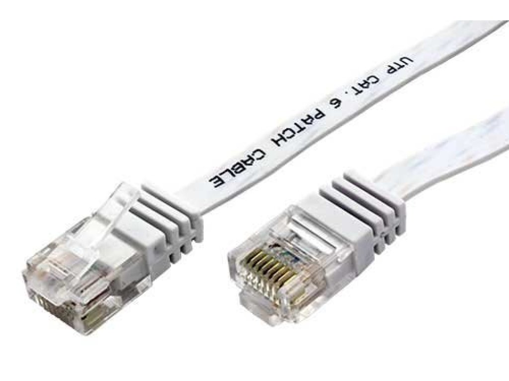 Patch kabel UTP cat 6, 3m plochý - bílý (95153)