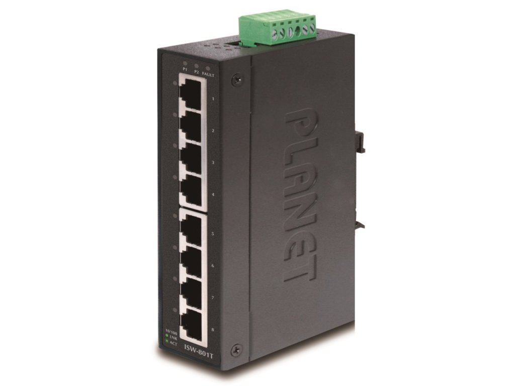 Planet switch ISW-801T, 8x 10/100, umístění na DIN lištu do rozvaděče