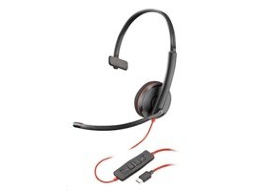 POLY Blackwire 3210 USB-C/A adaptér, mono (bulk), červený kabel (8X214A6)