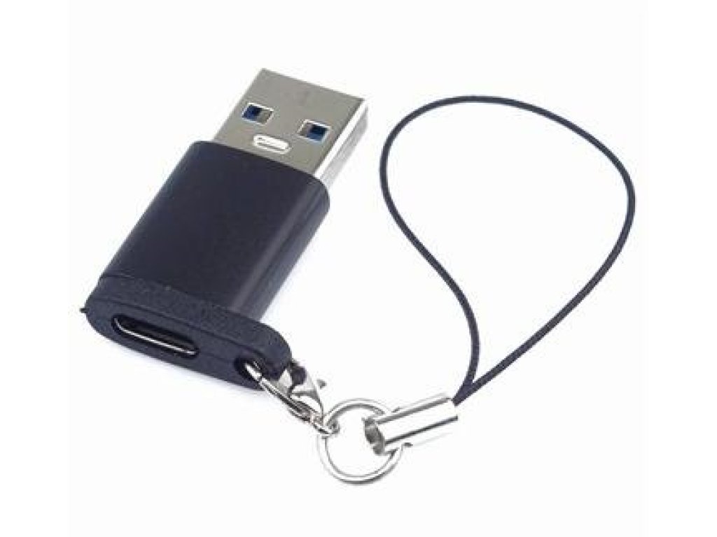 PREMIUMCORD Adaptér USB3.0 A male - USB-C Female, černý s očkem na zavěšení (kur31-19)