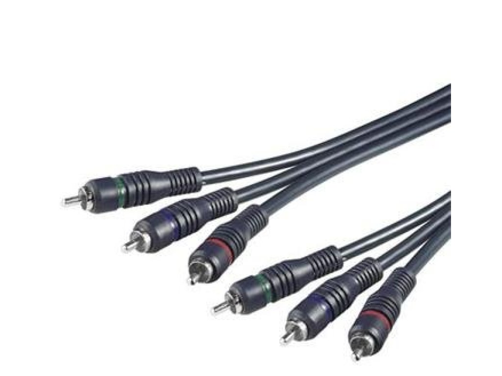 PREMIUMCORD kabel 3xCINCH-3xCINCH, 3xM/3xM, propojovací, 2m, černý (kjackcmm3hq-2)