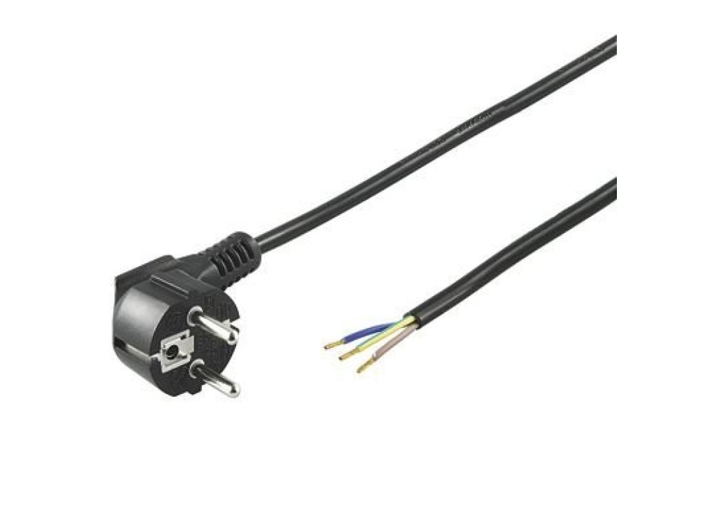 PREMIUMCORD Kabel Flexo síťový třížilový 230V s úhlovou vidlicí 2m černá (kpsft2b)