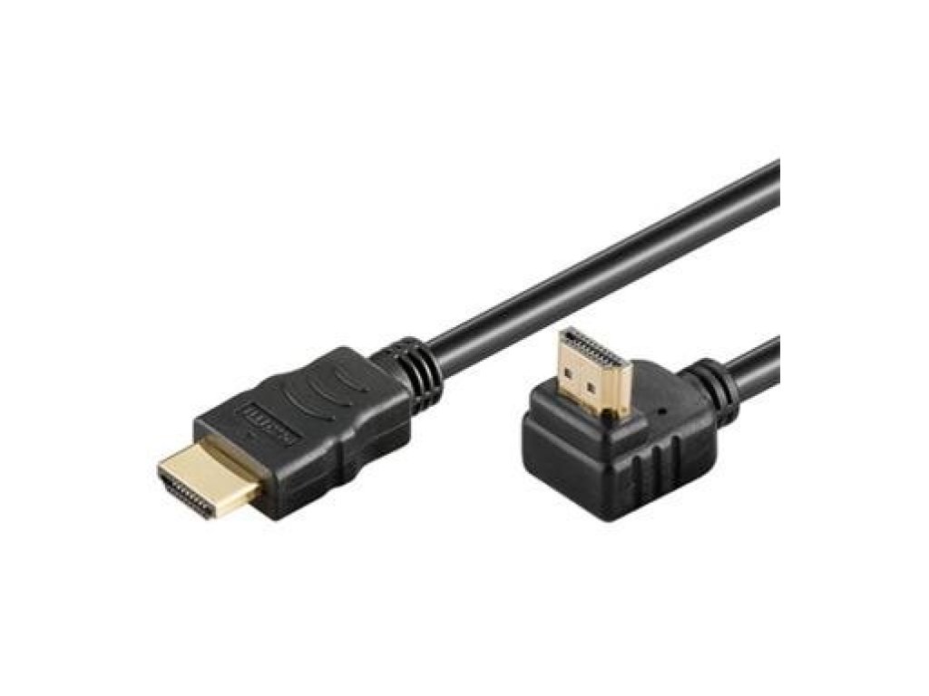 PREMIUMCORD kabel HDMI-HDMI pravoúhlý, M/M, propojovací, 1m, černý, v1.4 (kphdmea1)