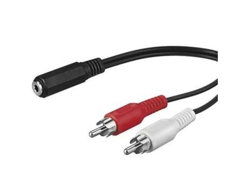 PREMIUMCORD kabel Jack 3.5-2xCinch, F/2xM, propojovací, 1,5m, černý (kjackcinb2)