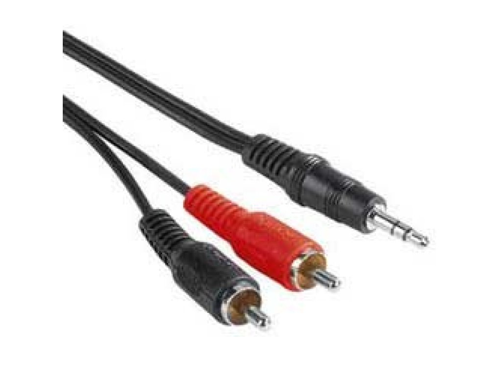 PREMIUMCORD kabel Jack 3.5-2xCinch, M/M, propojovací, 3m, černý (kjackcin3)