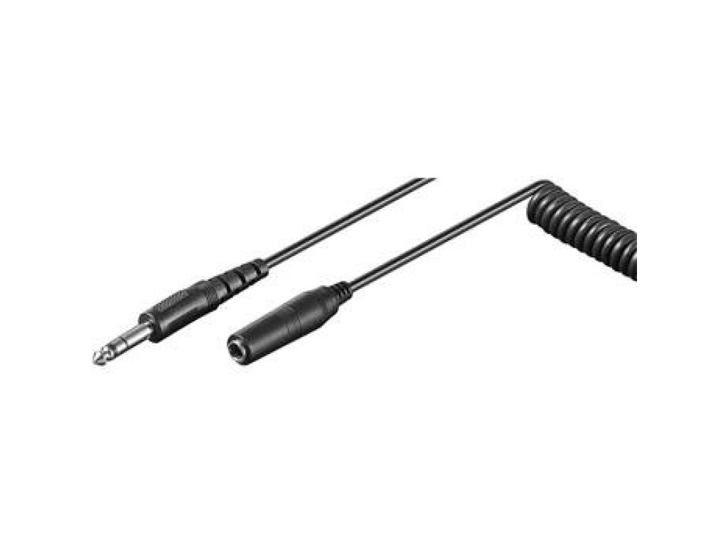 PREMIUMCORD kabel Jack 6.3-Jack 6.3, M/F, prodlužovací, 5m, černý, kroucený (kjack6mf5)
