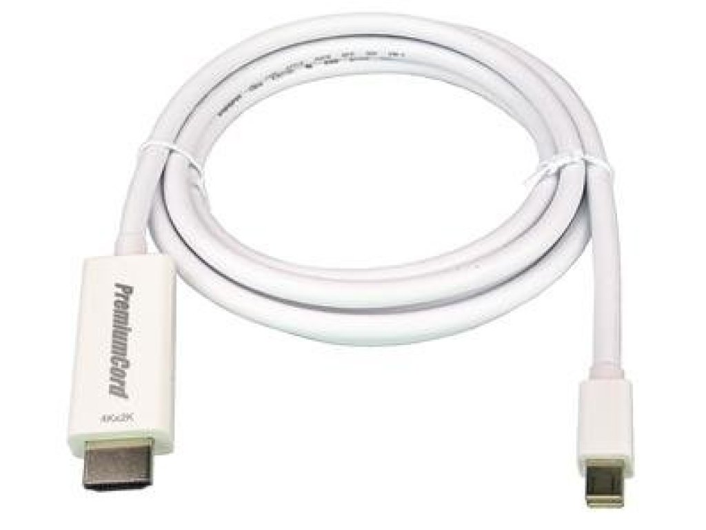 PREMIUMCORD kabel Mini DisplayPort v1.2-HDMI v2.0, M/M, propojovací, 1m, bílý (kportadmk04-01)