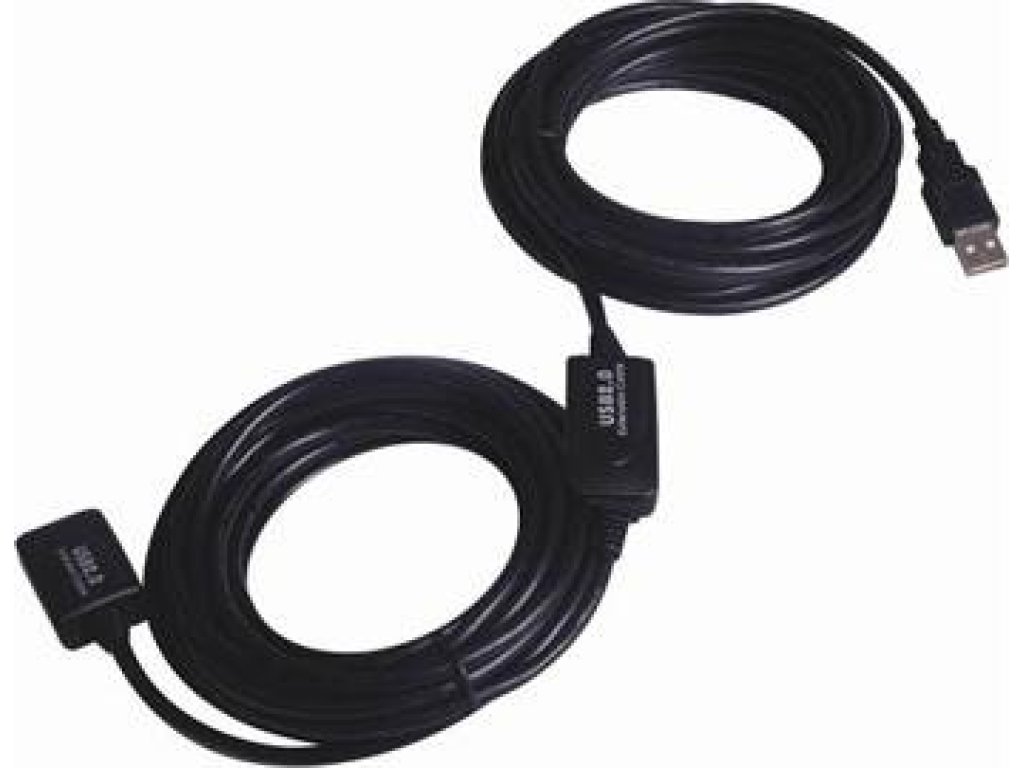 PREMIUMCORD kabel USB 2.0, A-A, M/F, prodlužovací, 15m, černý, repeater (ku2rep15)