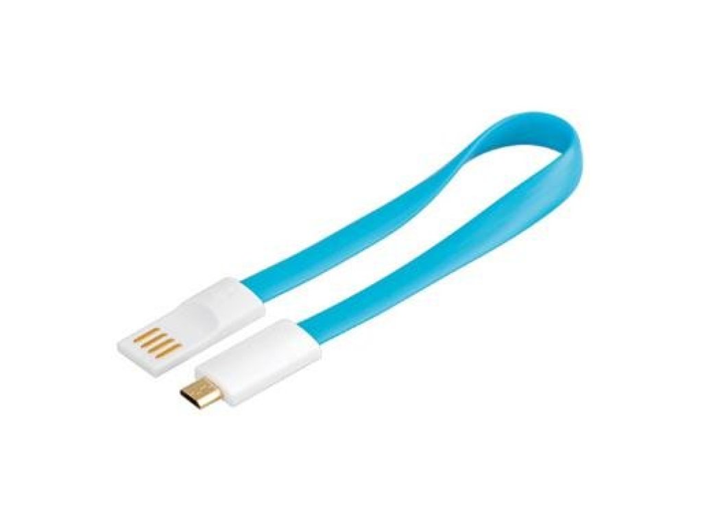 PREMIUMCORD kabel USB 2.0, A-B micro, M/M, propojovací, 0,2m, modrý, magnetický (ku2m02fmb)
