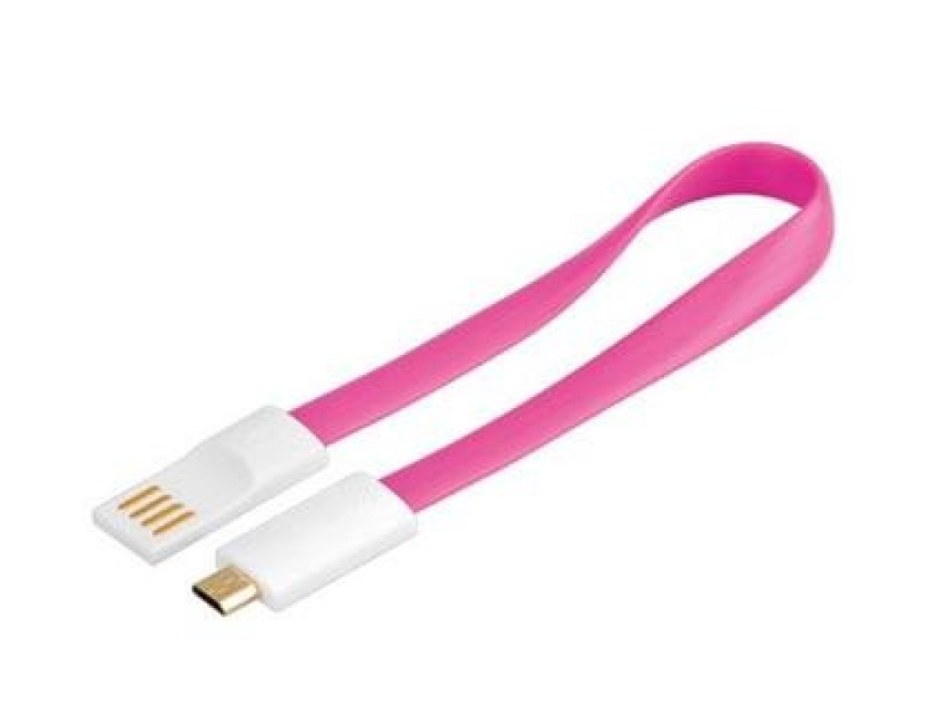 PREMIUMCORD kabel USB 2.0, A-B micro, M/M, propojovací, 0,2m, růžový, magnetický (ku2m02fmp)