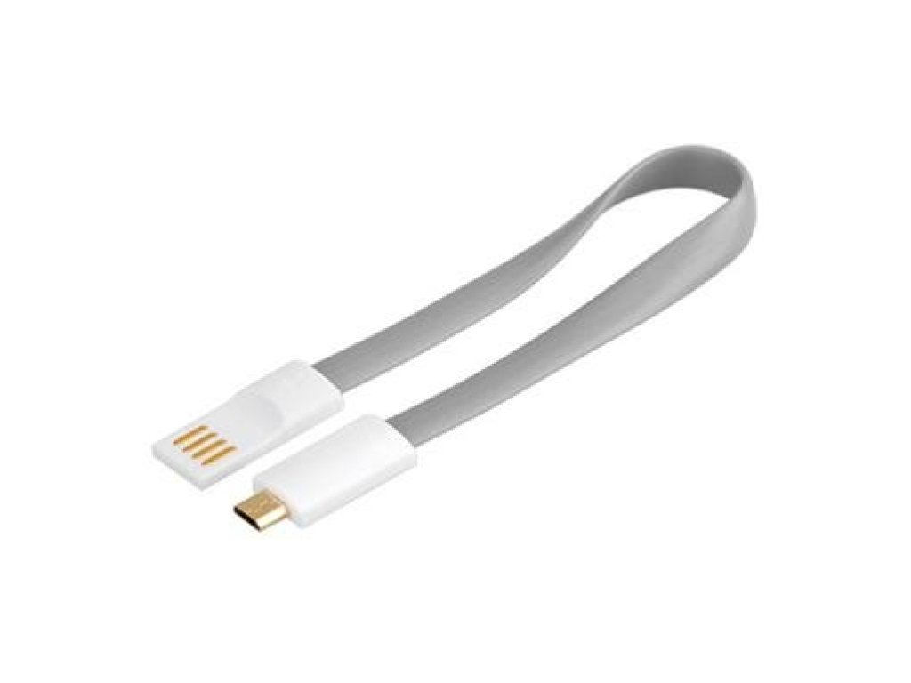 PREMIUMCORD kabel USB 2.0, A-B micro, M/M, propojovací, 0,2m, šedý, magnetický (ku2m02fm)