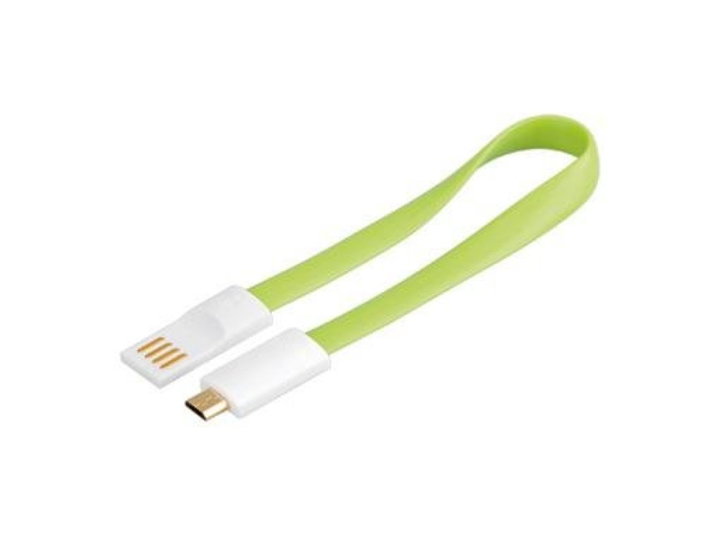 PREMIUMCORD kabel USB 2.0, A-B micro, M/M, propojovací, 0,2m, zelený, magnetický (ku2m02fmg)