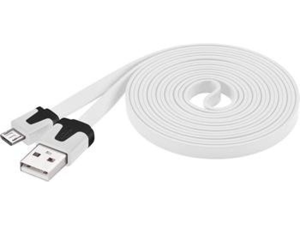 PREMIUMCORD kabel USB 2.0, A-B micro, M/M, propojovací, 2m, bílý, plochý (ku2m2fp1)
