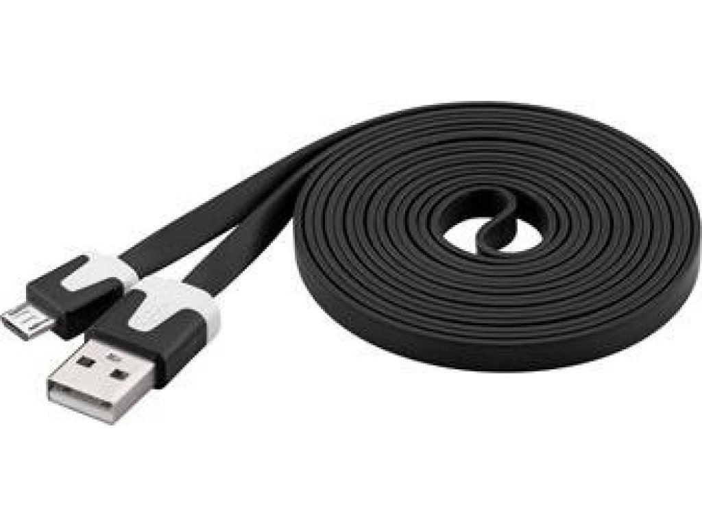 PREMIUMCORD kabel USB 2.0, A-B micro, M/M, propojovací, 2m, černý, plochý (ku2m2fp2)
