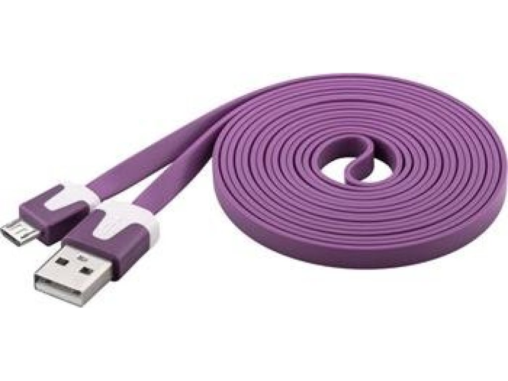 PREMIUMCORD kabel USB 2.0, A-B micro, M/M, propojovací, 2m, fialový, plochý (ku2m2fp3)