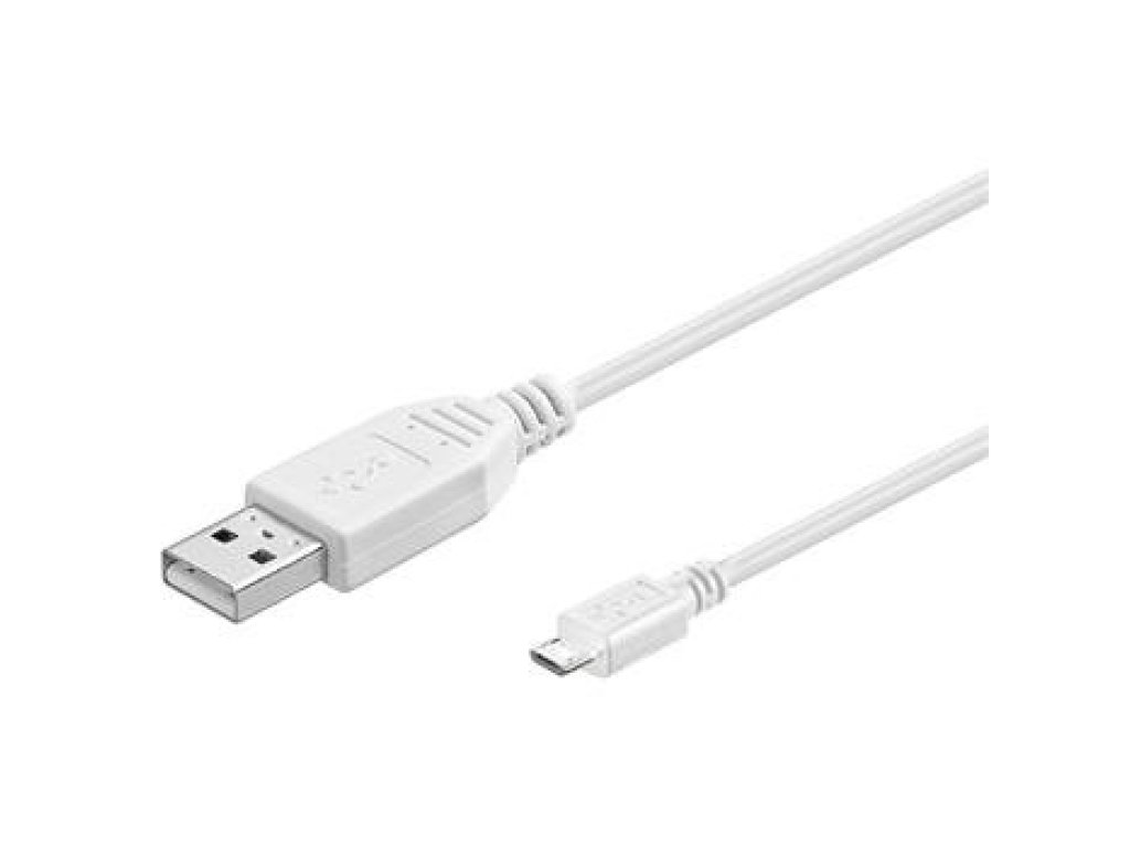 PREMIUMCORD kabel USB 2.0, A-B micro, M/M, propojovací, 3m, bílý (ku2m3fw)