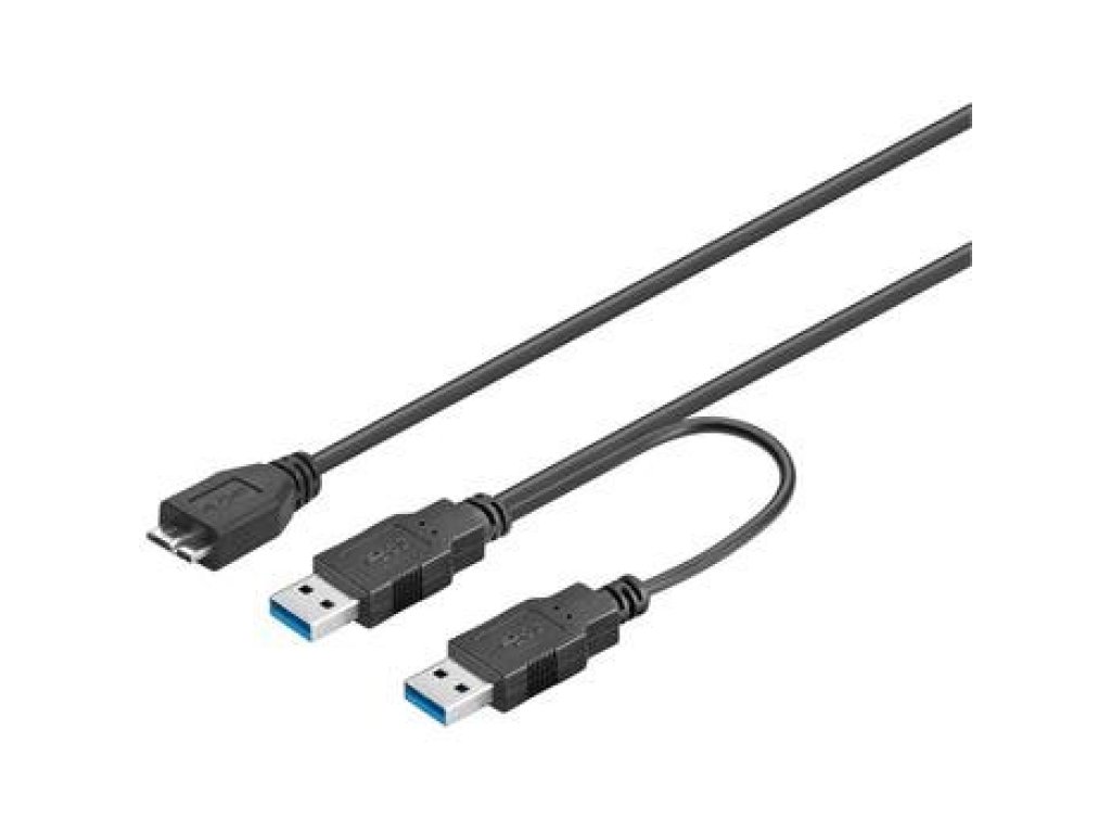 PREMIUMCORD kabel USB 3.0, A+A-B micro, M+M/M, propojovací, 0,3m (ku3y01)