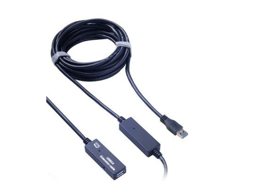 PREMIUMCORD kabel USB 3.0, A-A, M/F, prodlužovací, 10m, černý, repeater (ku3rep10)