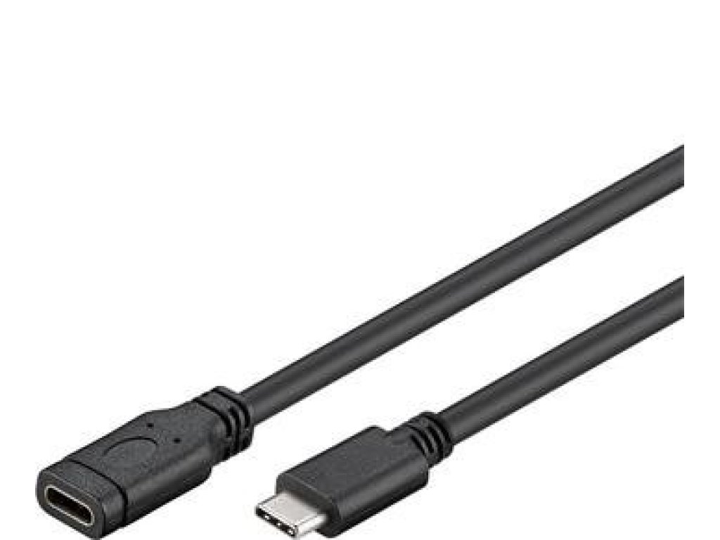PREMIUMCORD kabel USB 3.1 gen 1, USB C (Type C)-USB C (Type C), M/F, prodlužovací, 2m, černý (ku31mf2)