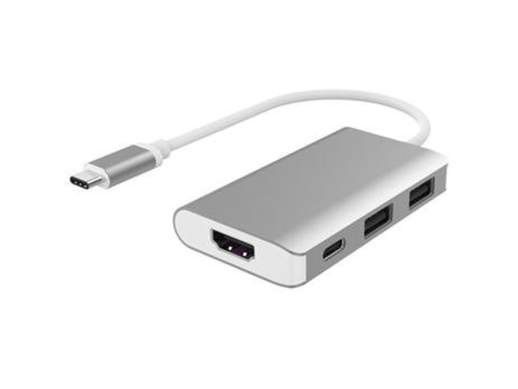 PREMIUMCORD převodník USB 3.1-HDMI, C-HDMI+2xA+PD charge, M/F+2xF+F, hliníkové pouzdro (ku31dock06)
