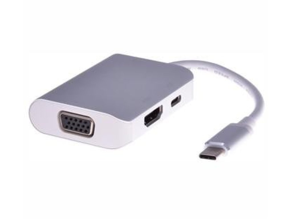 PREMIUMCORD převodník USB 3.1-HDMI+VGA+PD charge, C-HDMI+VGA+C, M/F+F+F, hliníkové pouzdro (ku31dock07)