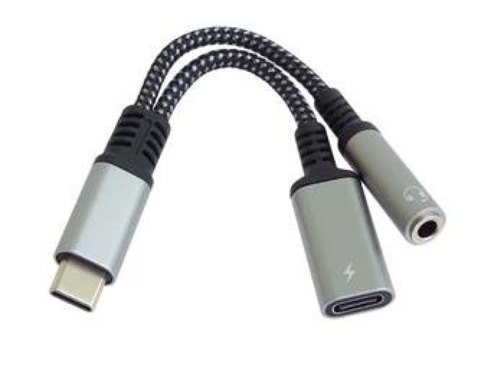 Redukce Usb PREMIUMCORD Redukce USB-C /3,5mm jack s DAC chipem + USB-C pro nabíjení ...