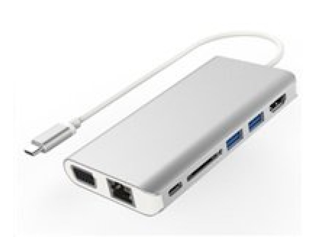 PREMIUMCORD replikátor portů USB3.1 typ C na HDMI+VGA+RJ45+2xUSB3.0+SD card +3,5mm+PD charge (ku31dock08)