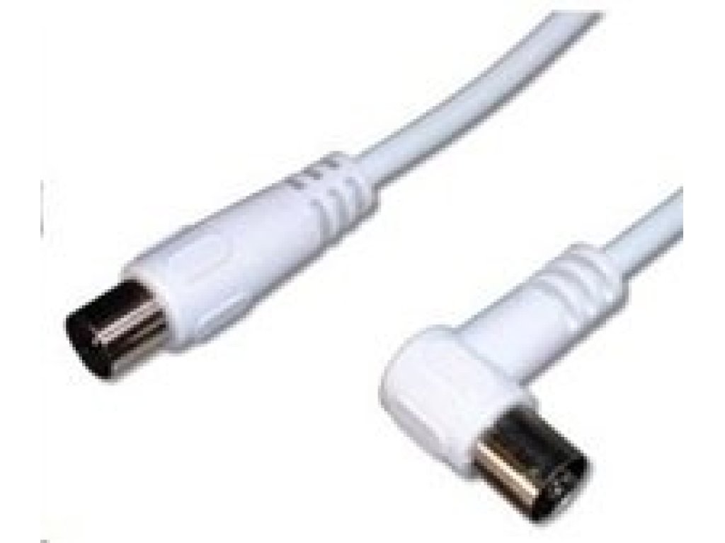 PREMIUMCORD TV kabel, IEC-IEC pravoúhlý, M/F, 10m, bílý, 75 Ohm (ktmf10U)